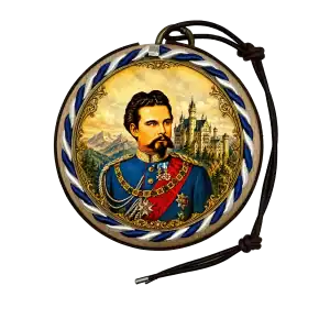 König Ludwig DEckel mit Kordel und Lederumrandung